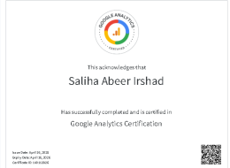 Certificate Google Anal