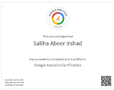 Certificate Google Anal